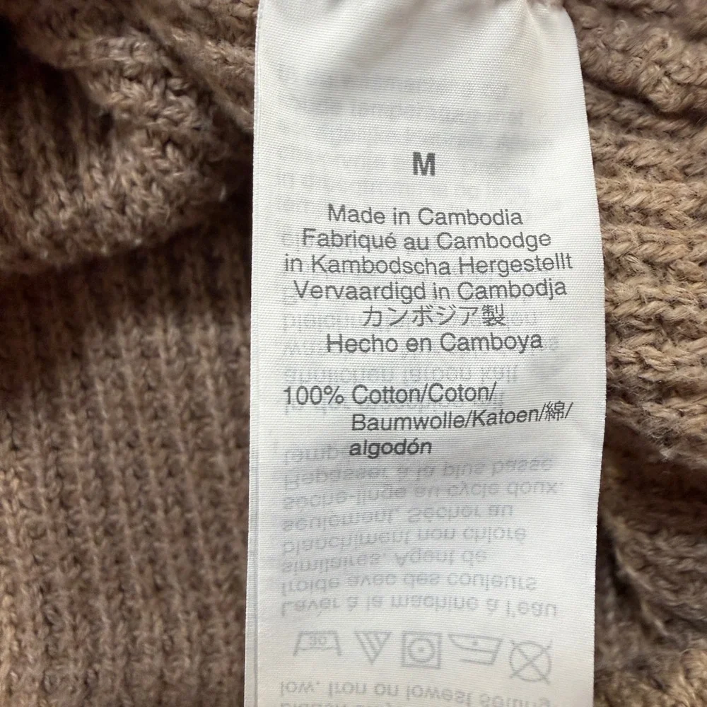 J Crew Quarter Zip Sweater Mens Medium Tan Cotton Waffle Knit‎ Pullover C52 Top